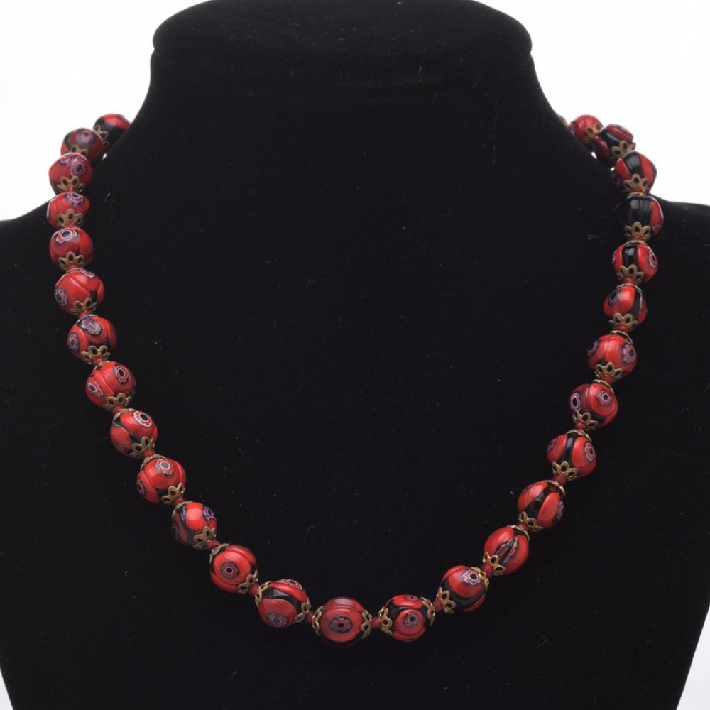 Hand knotted Murano Millefiori Glass Necklace - Vintage
